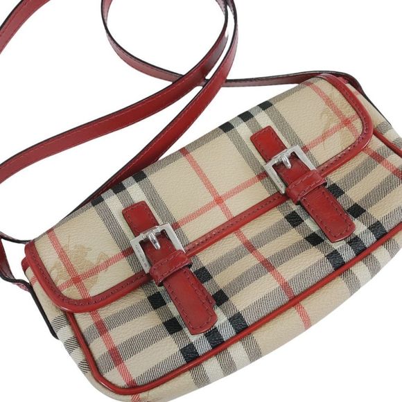 BURBERRY RED, CANVAS LEATHER SHOULDER BAG - Picture 3 of 14